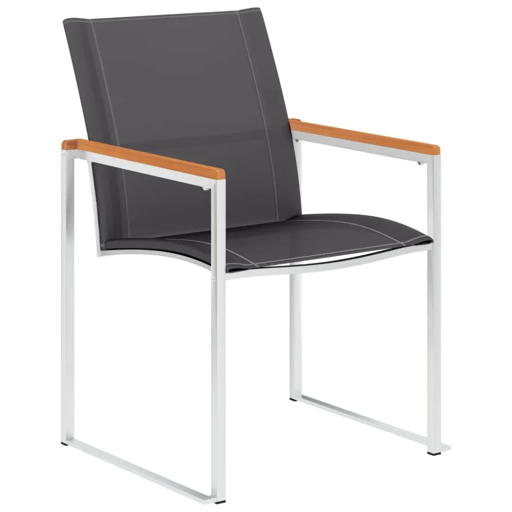 Garden Chairs 4 pcs Textilene and Stainless Steel Grey – Image 2