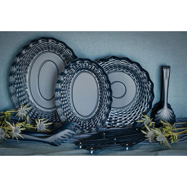 Corbeille ronde Vintage 24,5 cm bleu nuit Roger Orfèvre – Image 2