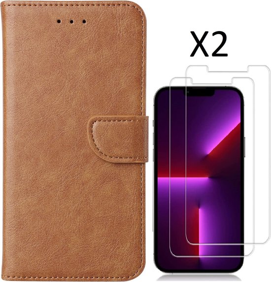 iPhone 14 Plus case bookcase Marron - iPhone 14 Plus wallet case wallet case - iPhone 14 Plus book case cover iPhone 14 Plus protection d'écran / verre trempé