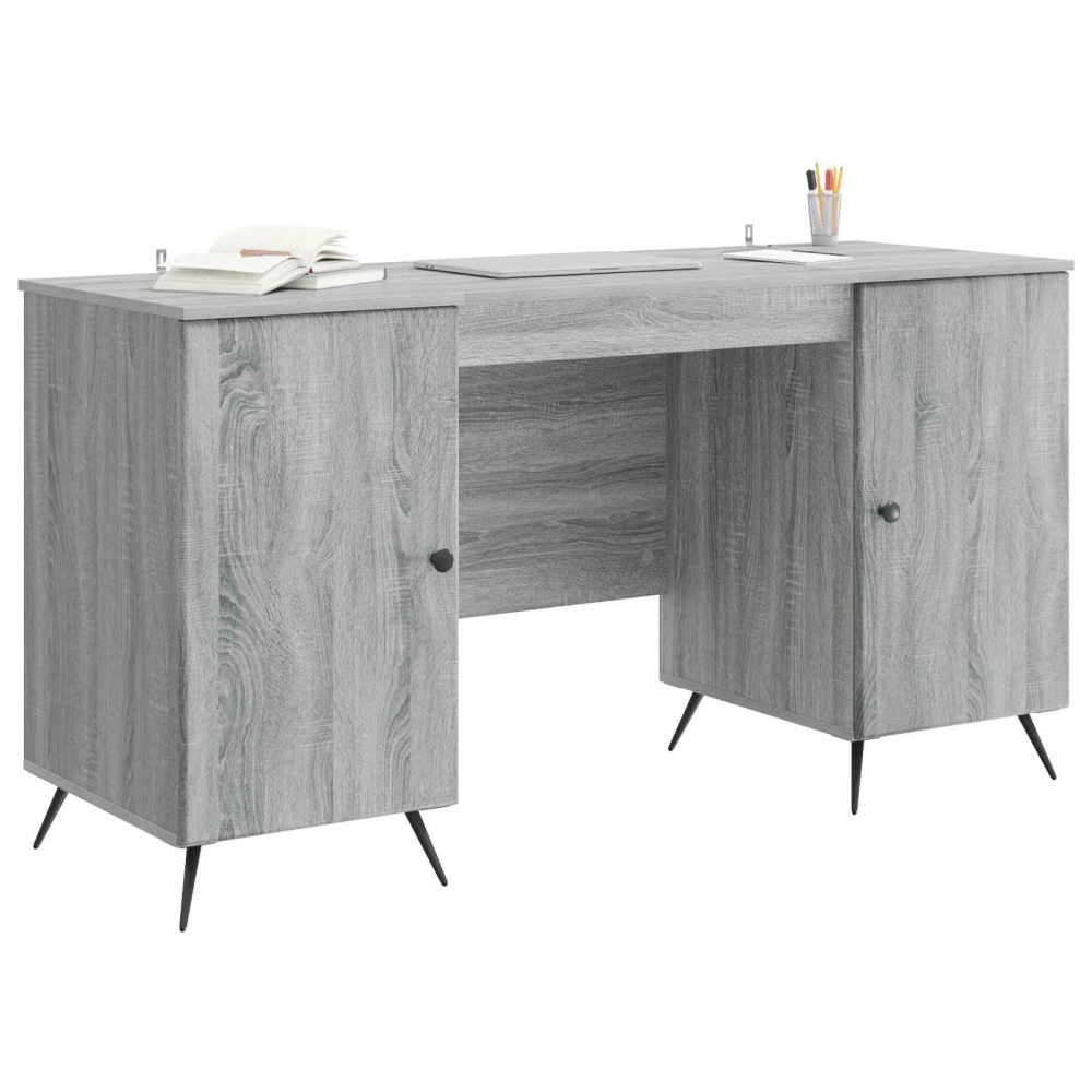 Desk with Shelf Grey Sonoma 142.5 x 50 x 75 cm Engineered Wood – Image 2
