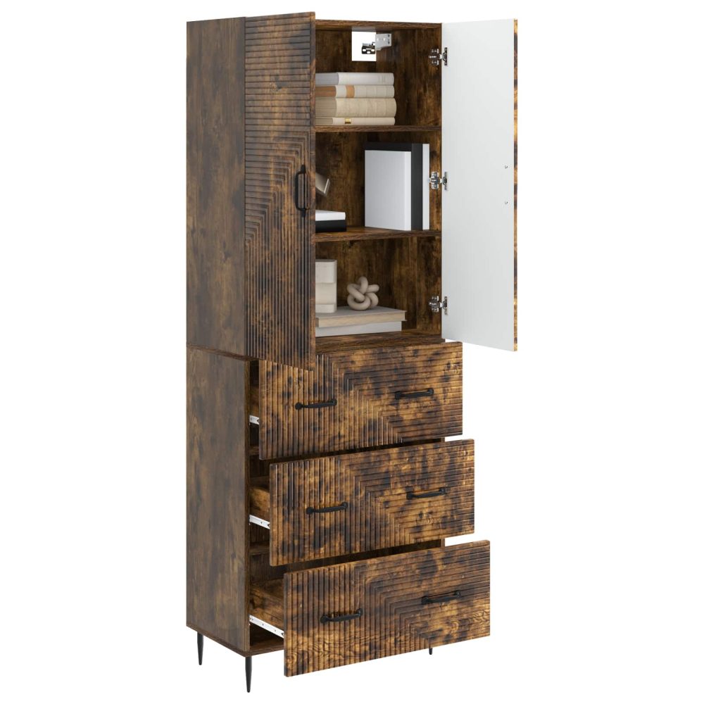 Cabinet Set 2 pcs Smoked Oak 66 x 34.5 x 90 cm Engineered Wood – Image 2