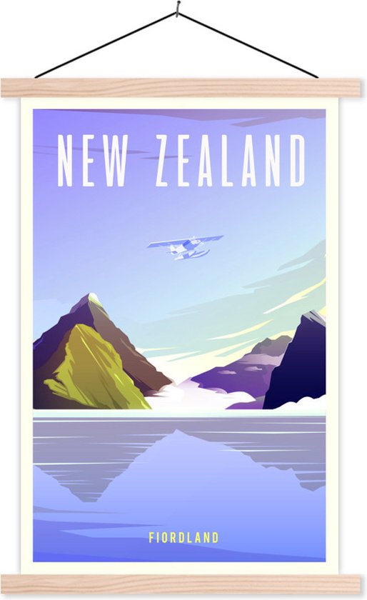 Illustration de la zone de Fiordland en Nouvelle-Zélande affiche textielposter lamelles vierges 40x60 cm - Tirage photo sur plaque scolaire (décoration murale salon / chambre)