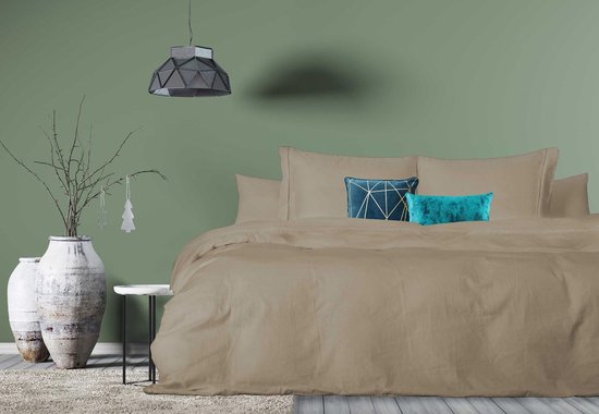 Housse de couette Elegance - 200x200 / 220 - Coton Uni Percal - Avec passepoil - sable