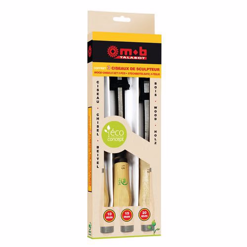 Jeu de 3 ciseaux bois de sculpteur
