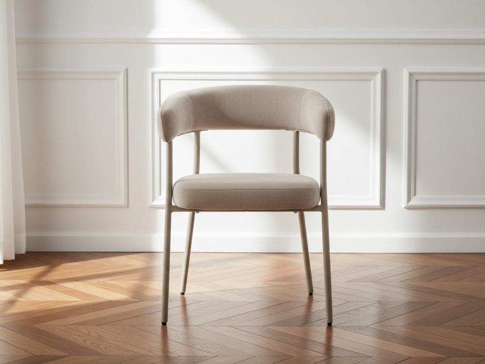 Lot de 2 chaises ROSA tissu velours beige – Image 3