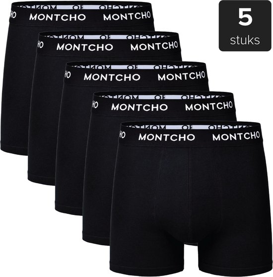 MONTCHO - Caleçon Bio Cotton - Sous-vêtements - Sous-vêtements homme - Pack de 5 - Zwart - Homme - Taille M