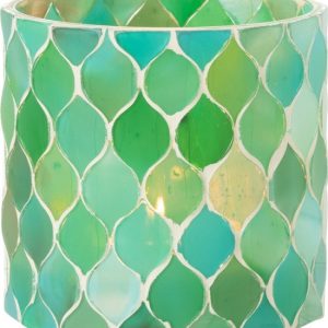 J-Line Photophore Mosaic Losange Verre Bleu/Vert Medium J-Line Photophore Mosaic Losange Verre Bleu/Vert Medium