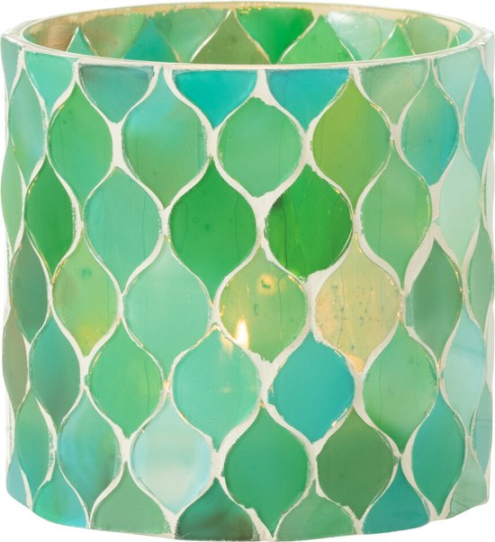 J-Line Photophore Mosaic Losange Verre Bleu/Vert Medium