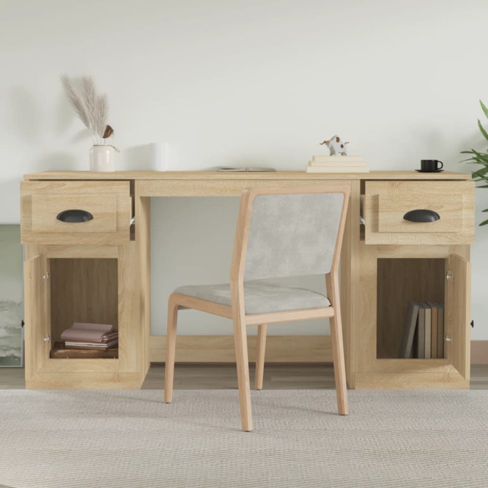 Desk with Cabinet Sonoma Oak Engineered Wood – Image 3