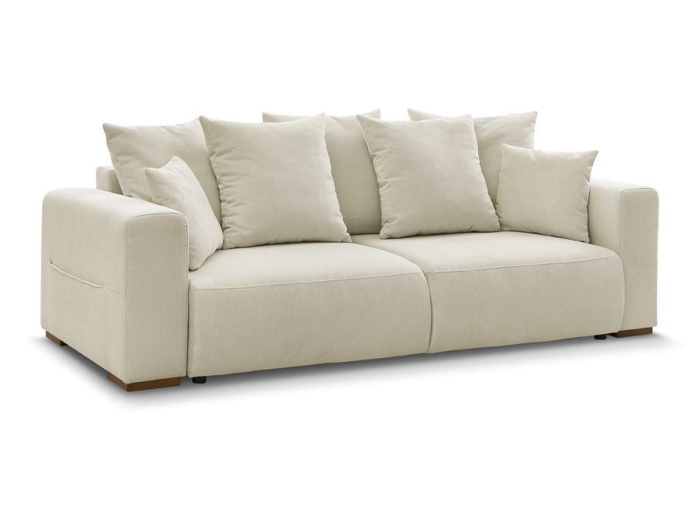 Canape droit convertible SIDONIE velours cotele