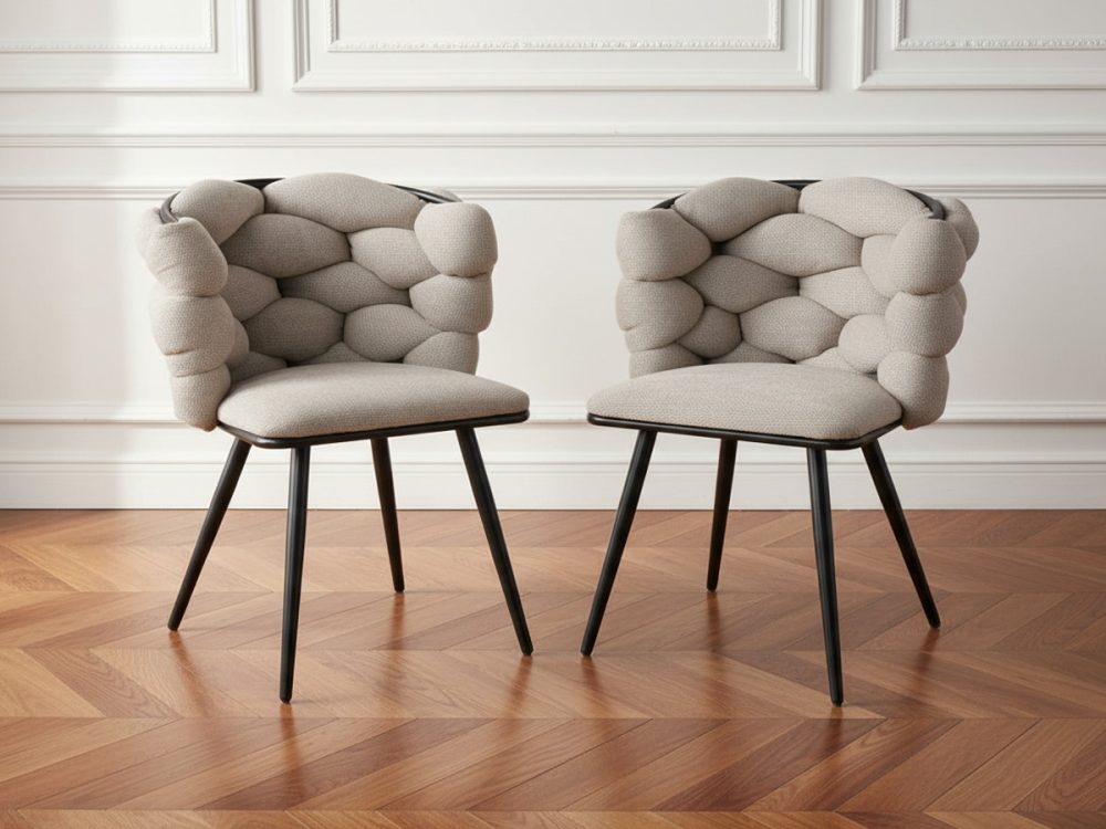 Lot de 2 chaises CHLOE Tissu texture – Image 2