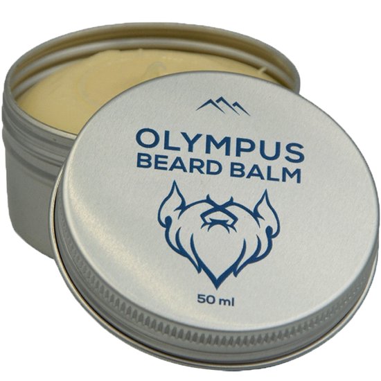 Olympus Beard Balm - Baume à barbe - Après-shampoing à barbe - Cire à barbe à tenue légère - Huile d'épicéa, d'eucalyptus et de bois de cèdre - Soin de la barbe - 50 ml