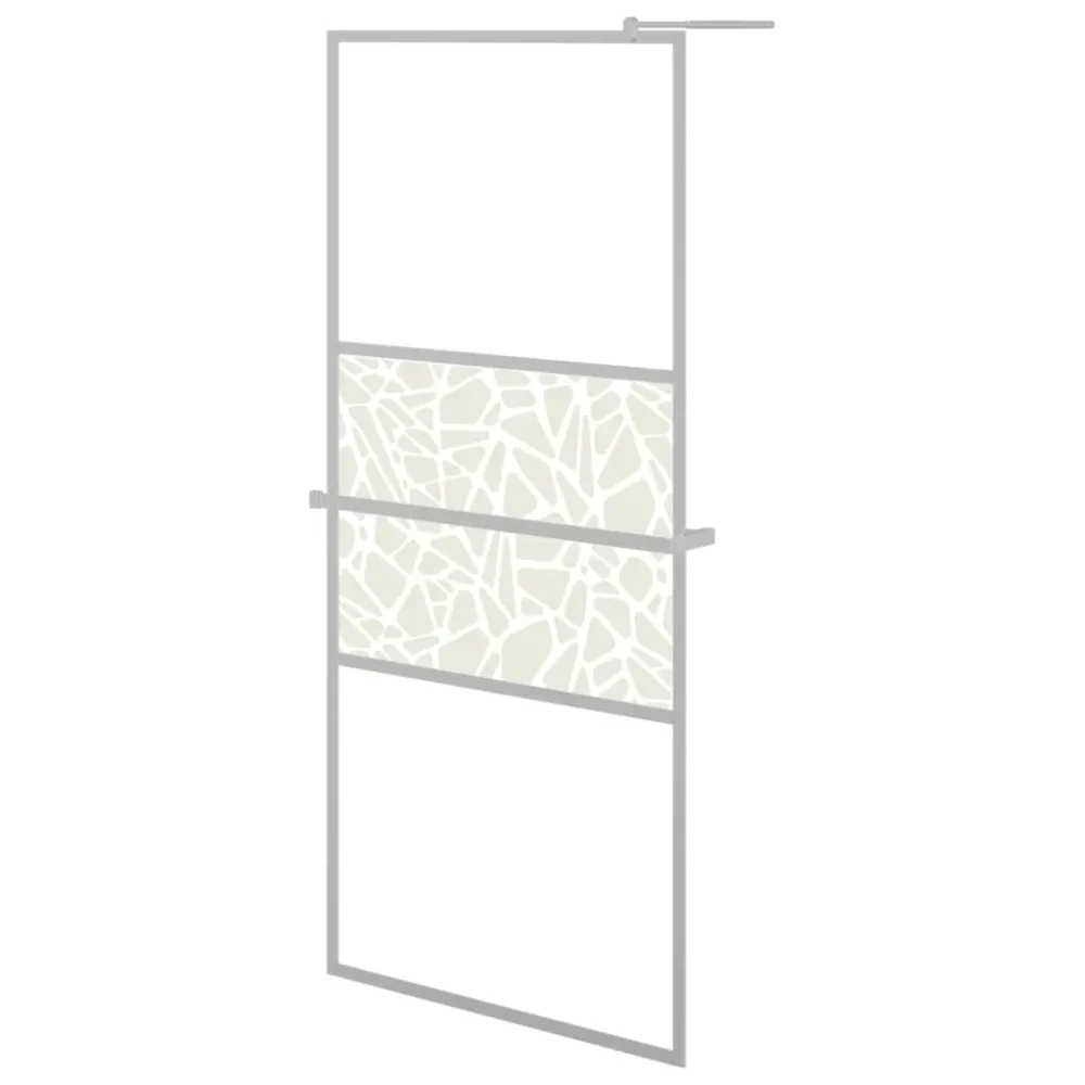 Walk-in Shower Wall with Shelf Chrome 90x195 cm ESG Glass&Aluminium – Image 2