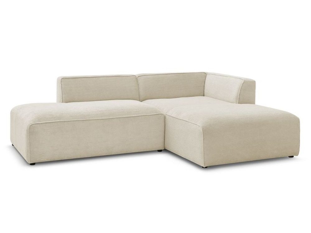 Canape d'angle fixe MEGEVE tissu velours cotele
