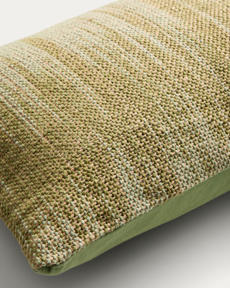 Kissenbezug Liroda aus Jute mit grüner Ikat-Grafik 40 x 60 cm – Image 2