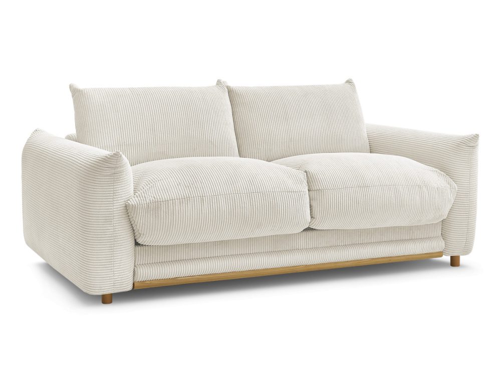 Canape droit convertible 3 places ERNEST tissu velours cotele