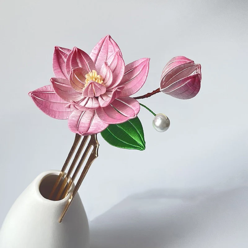 Furong Lotus Chanhua Hairpin Materials Flowers DIY Kit - Include Detailed Video Tutorial