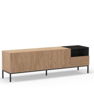 Meuble TV 3 portes 1 tiroir 180 cm CECILIA effet chene Meuble TV 3 portes 1 tiroir 180 cm CECILIA effet chene