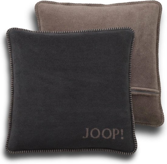 Housse de coussin, mélange de coton, coton, anthracite-taupe, 50 cm x 50 cm