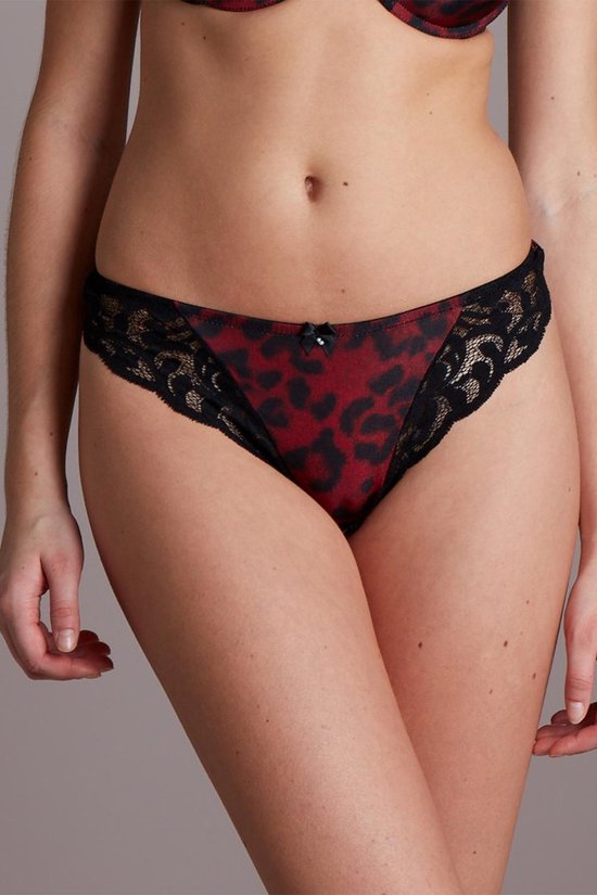 Monique avec sous-vêtement en dentelle - Taille M - Zwart- cerise