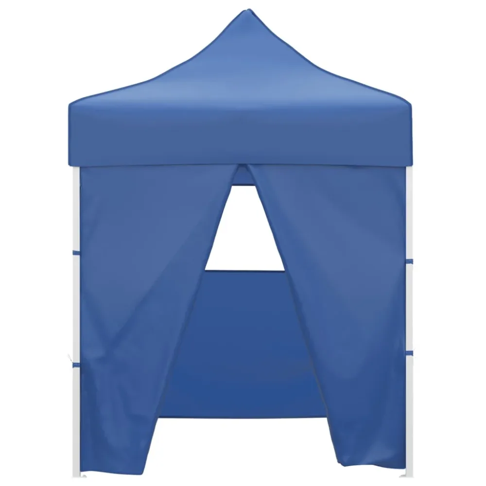 Professional Folding Party Tent with 4 Sidewalls 2x2 m Steel Blue – Image 2
