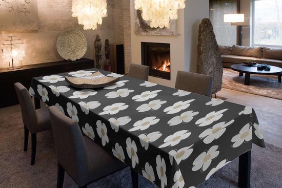 Nappe Joy@home - Nappe - Toile cirée - Bloem Zwart/ Grijs