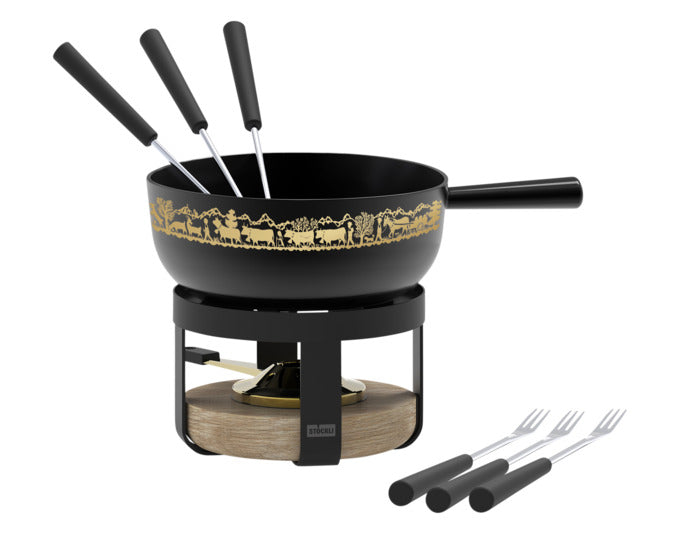 STÖCKLI Käsefonduegarnitur Pilatus Wood Classic Alp ø 22 cm 2.4 l