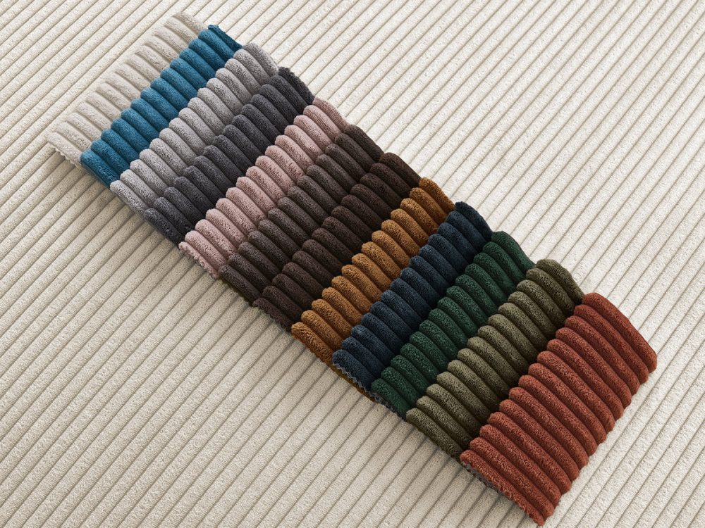 Ensemble canape droit fixe 3 + 2 places ERNEST tissu velours cotele – Image 3