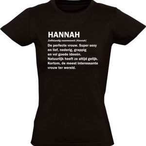 Hannah t-shirt drôle pour femme | anniversaire | cadeau | présent | chemise | Noir