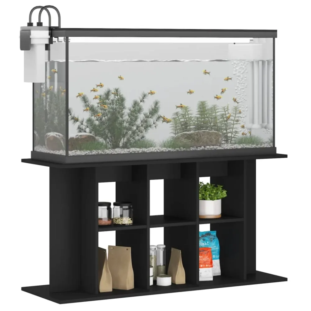 Aquarium Stand Black 120x40x60 cm Engineered Wood – Image 3