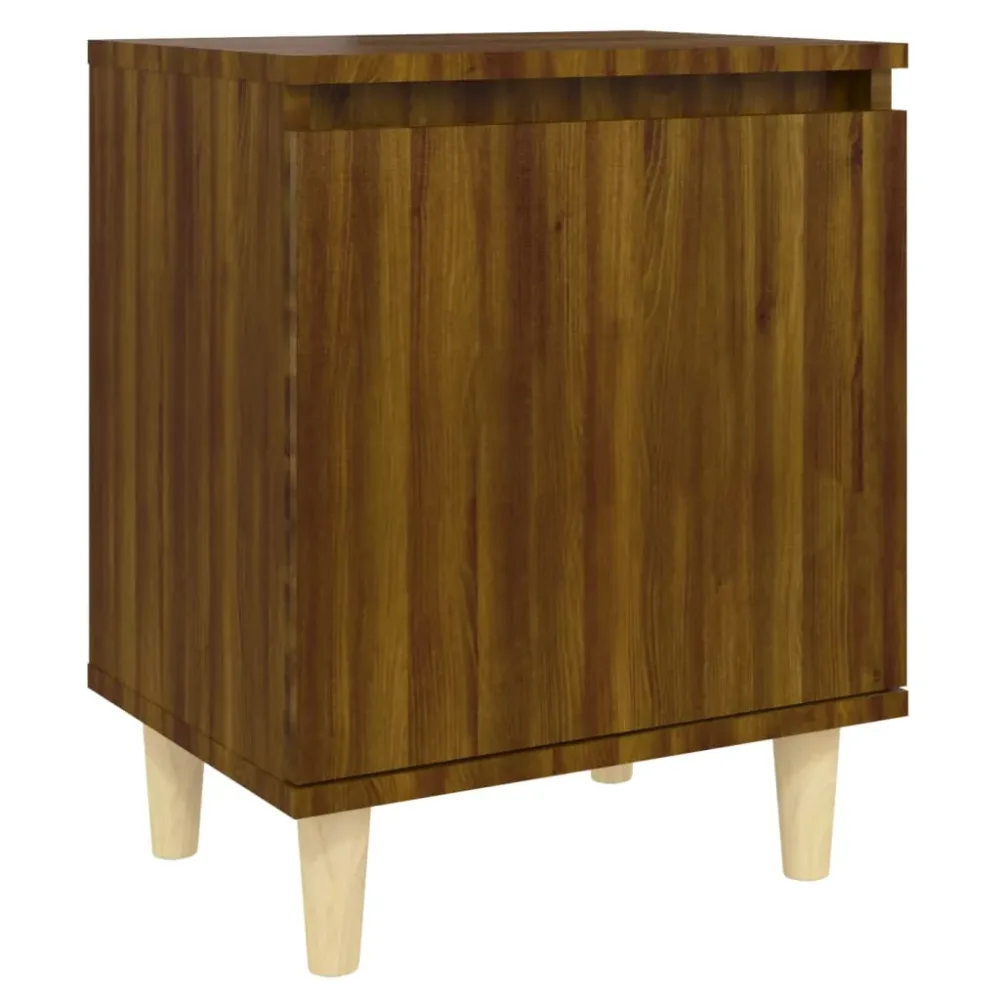 Bed Cabinet with Solid Wood Legs Brown Oak 40x30x50 cm – Image 2