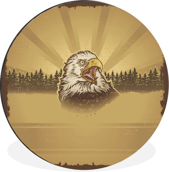 Illustration de la tête d'un aigle chauve américain Cercle mural aluminium ⌀ 90 cm / Mer et plage - tirage photo sur cercle mural / cercle vivant / cercle de jardin (décoration murale)