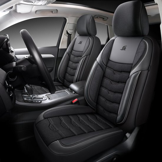 Housses de siège auto pour Ford Ka 1 RBT | Ensemble complet | AID404 | Zwart avec coutures noires