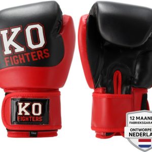 KO Fighters – Gants de boxe – Gants de kickboxing – Kickboxing – Boxe – Thunder Strike – Rouge – 16oz
