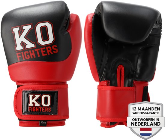 KO Fighters - Gants de boxe - Gants de kickboxing - Kickboxing - Boxe - Thunder Strike - Rouge - 16oz