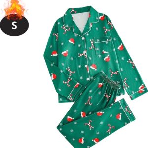 Livano Pyjamas de Noël – Femme – Pyjamas de Noël – Femme – Vêtements de nuit Adultes – Set – Pantalons – Chemise – Noël – Vert – Taille S Livano Pyjamas de Noël – Femme – Pyjamas de Noël – Femme – Vêtements de nuit Adultes – Set – Pantalons – Chemise – Noël – Vert – Taille S