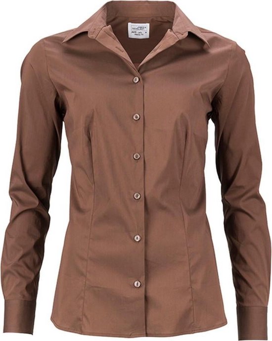 James and Nicholson Ladies / Ladies Slim Fit Shirt (Marron)