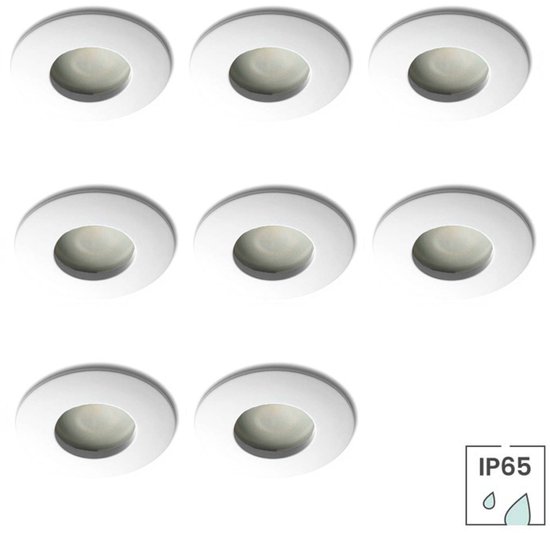 Lybardo LED - Lot de 8 - Spots encastrables - Salle de bain IP65 - Rond - Blanc mat