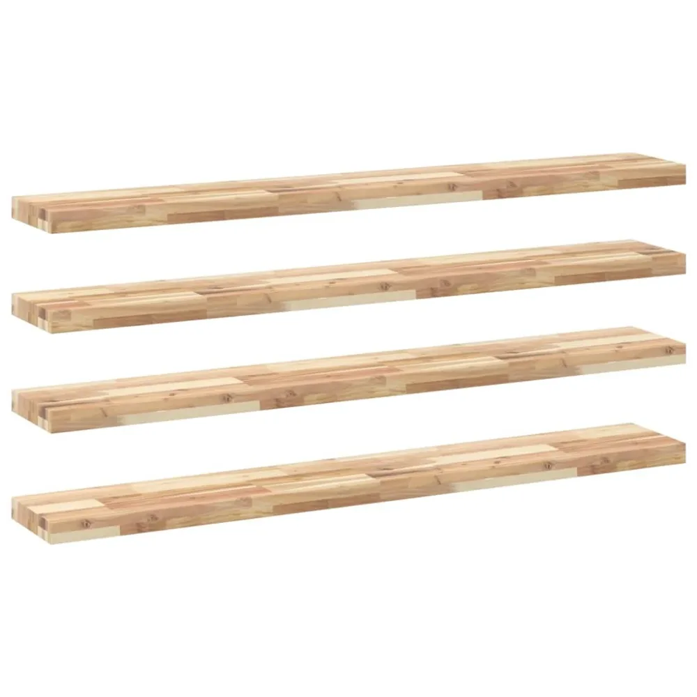 Floating Shelves 4 pcs 120x20x4 cm Untreated Solid Wood Acacia – Image 2