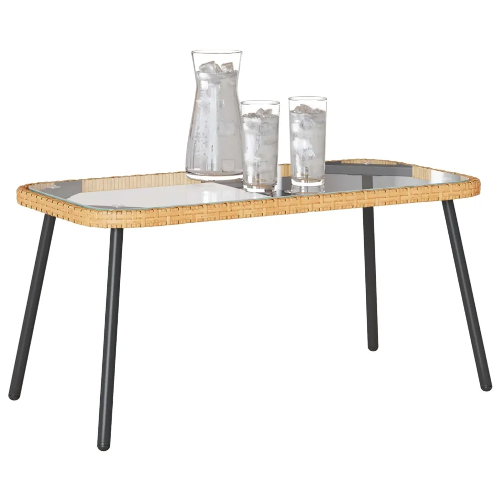 Coffee Table Brown and Black 90 x 45 x 43 cm Poly Rattan – Image 3