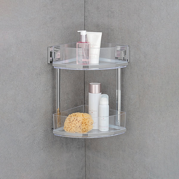 Étagère d'angle en acier inox Vacuum-Loc® Quadro 2 niveaux Wenko by Maximex – Image 3