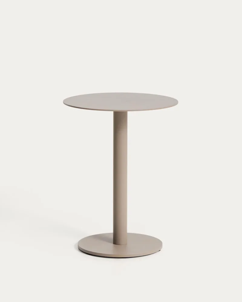 Beistelltisch Asinara aus taupefarbenem Aluminium, Ø 40 cm