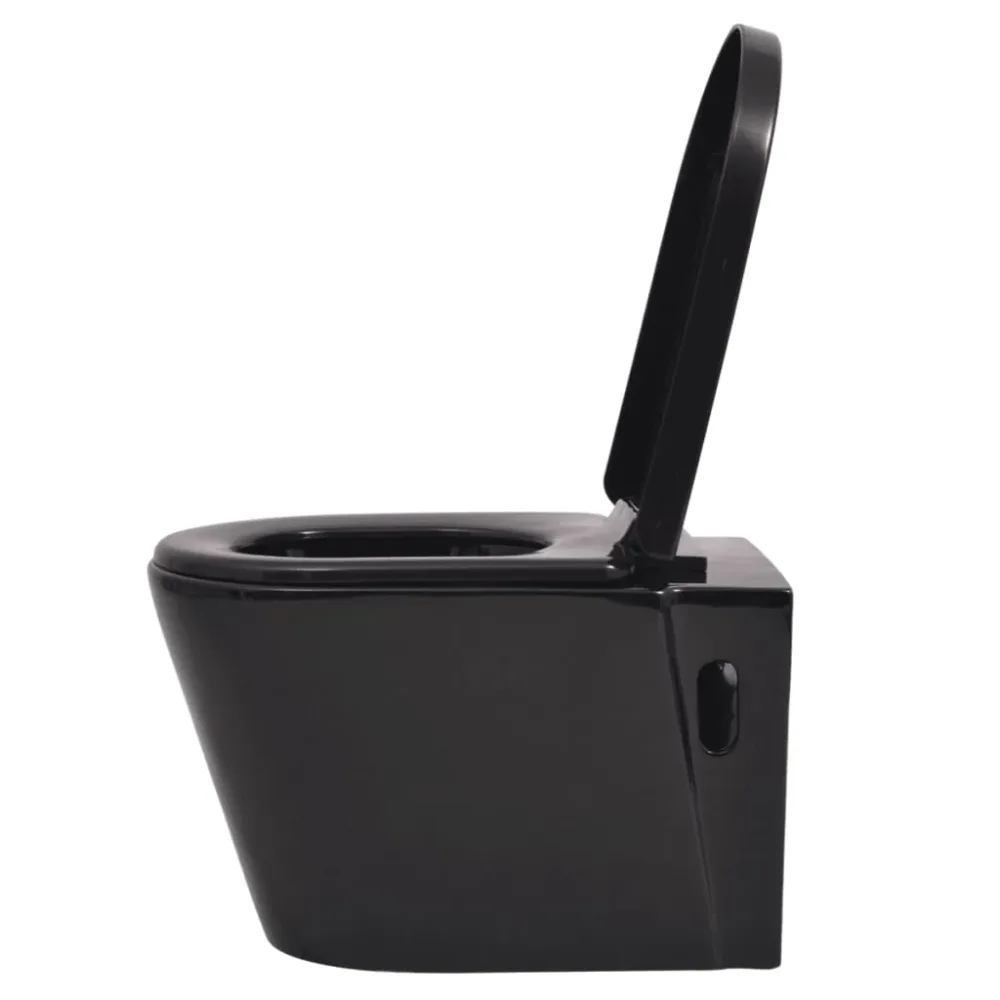 Wall Hung Toilet Ceramic Black – Image 3