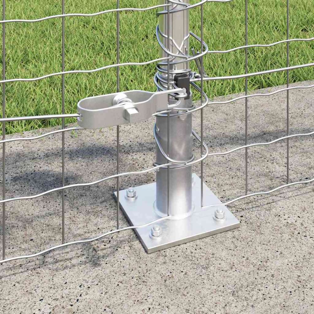 Fence Post with Concrete Base 26 pcs Silver Powder-Coated Steel – Image 3