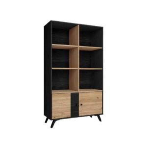 Bibliotheque H160 cm ROMY imitation chene et noir Bibliotheque H160 cm ROMY imitation chene et noir