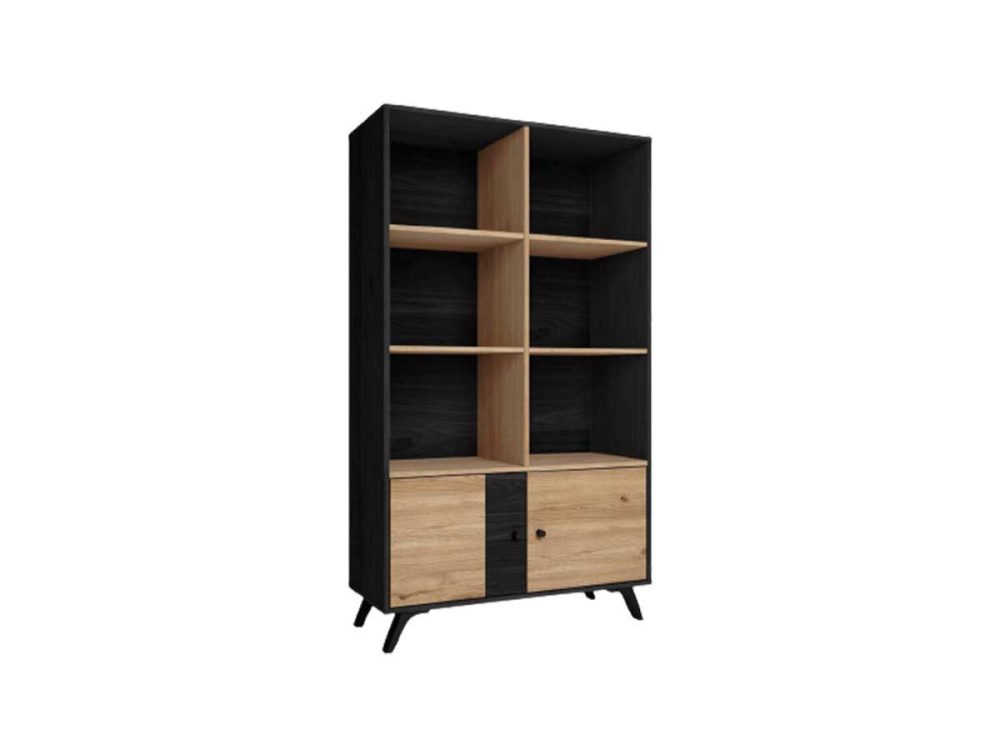 Bibliotheque H160 cm ROMY imitation chene et noir