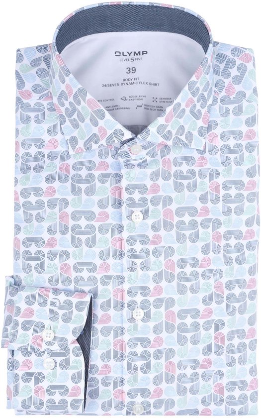OLYMP - Chemise Level 5 Print Multicolore - Homme - Taille 40 - Body-fit