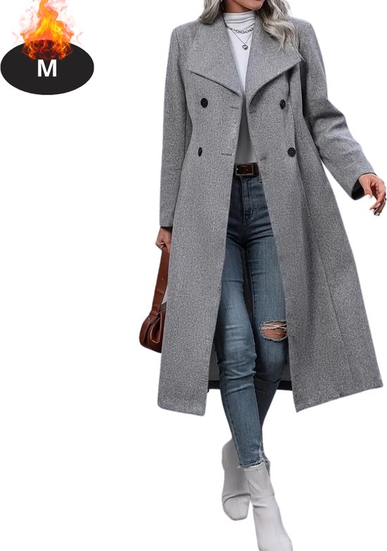 Manteaux Livano Femme - Manteau mi-long - Veste - Tailleur - Trench-coat - Pardessus - Hiver - Grijs - M
