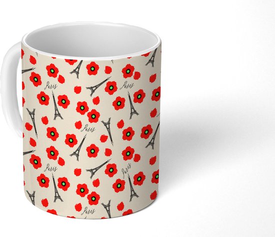 Mug - Mug à Café - Motifs - Paris - Tour Eiffel - Fleurs - Mugs - 350 ML - Tasse - Mugs à Café - Mug à Thé
