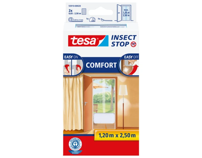 TESA Fliegengitter Comfort Türe 2 Stück à 0.65x2.5 m weiss